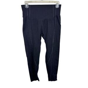 Victoria's Secret Black Silver Shimmer High Rise Skinny Seamless Leggings Size L